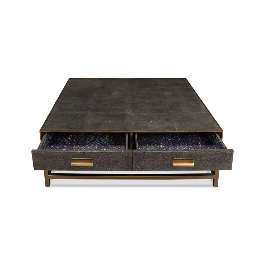 Art Deco Leather Coffee Table in Antique Grey - English Georgian America