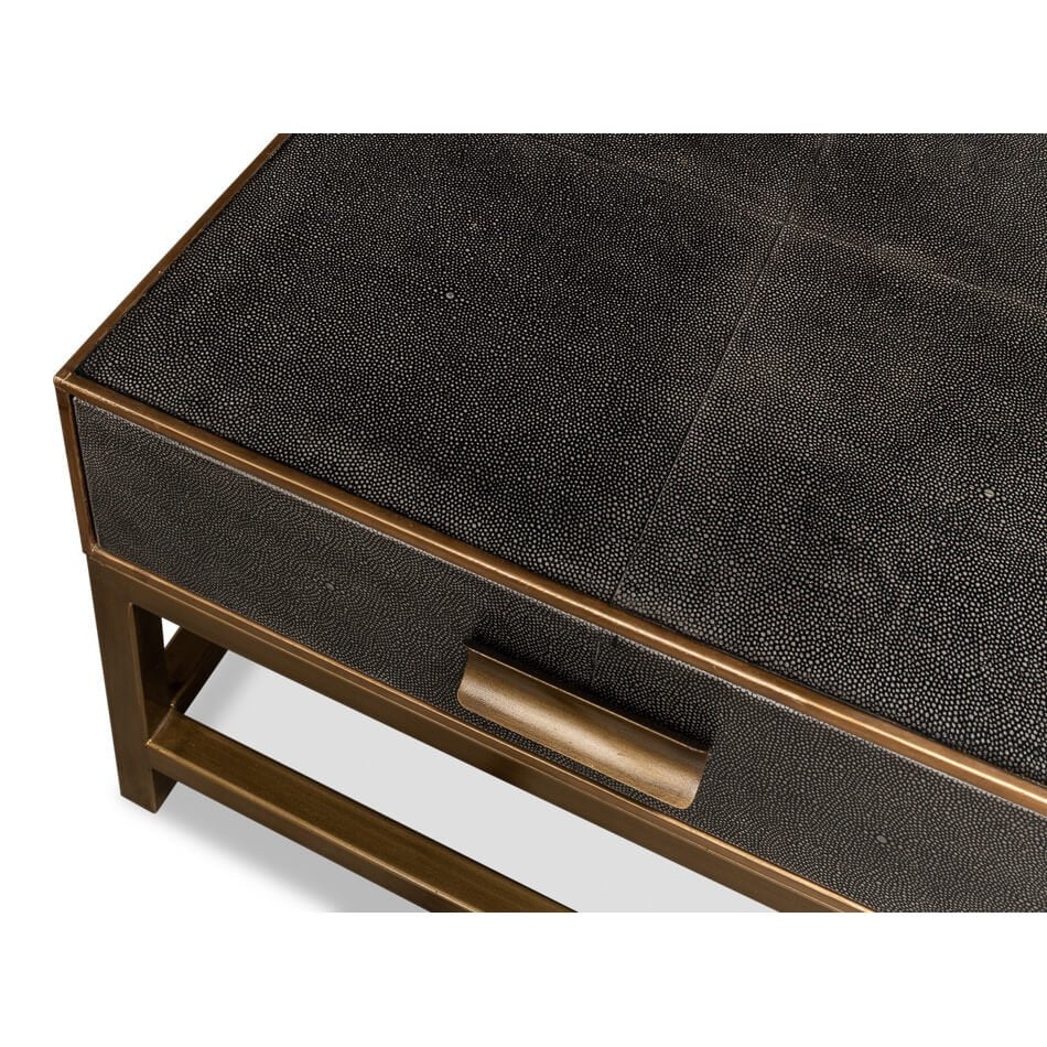 Art Deco Leather Coffee Table in Antique Grey - English Georgian America