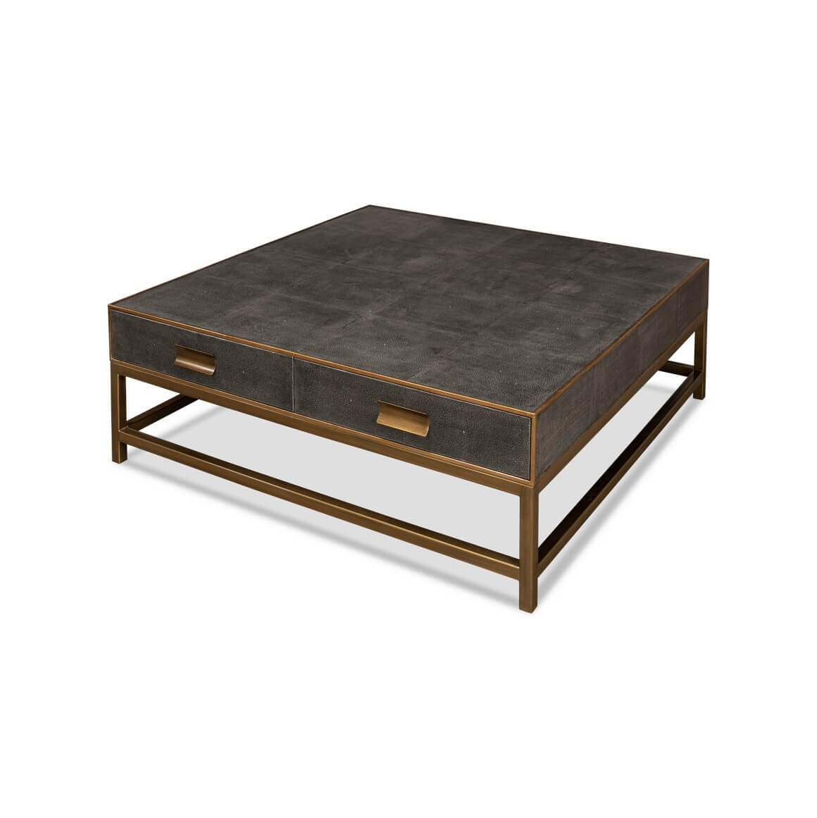 Art Deco Leather Coffee Table in Antique Grey - English Georgian America