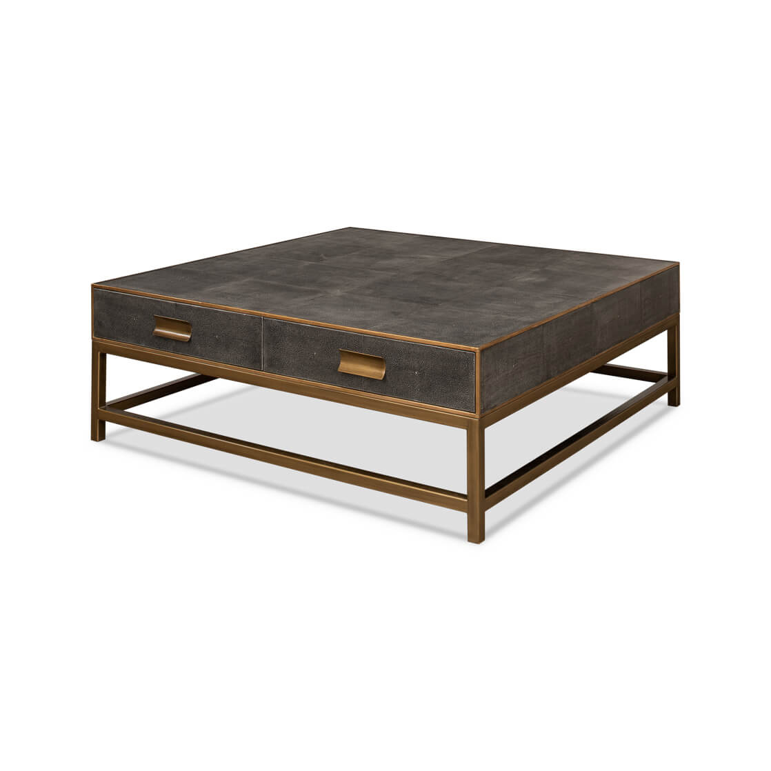 Art Deco Leather Coffee Table in Antique Grey - English Georgian America