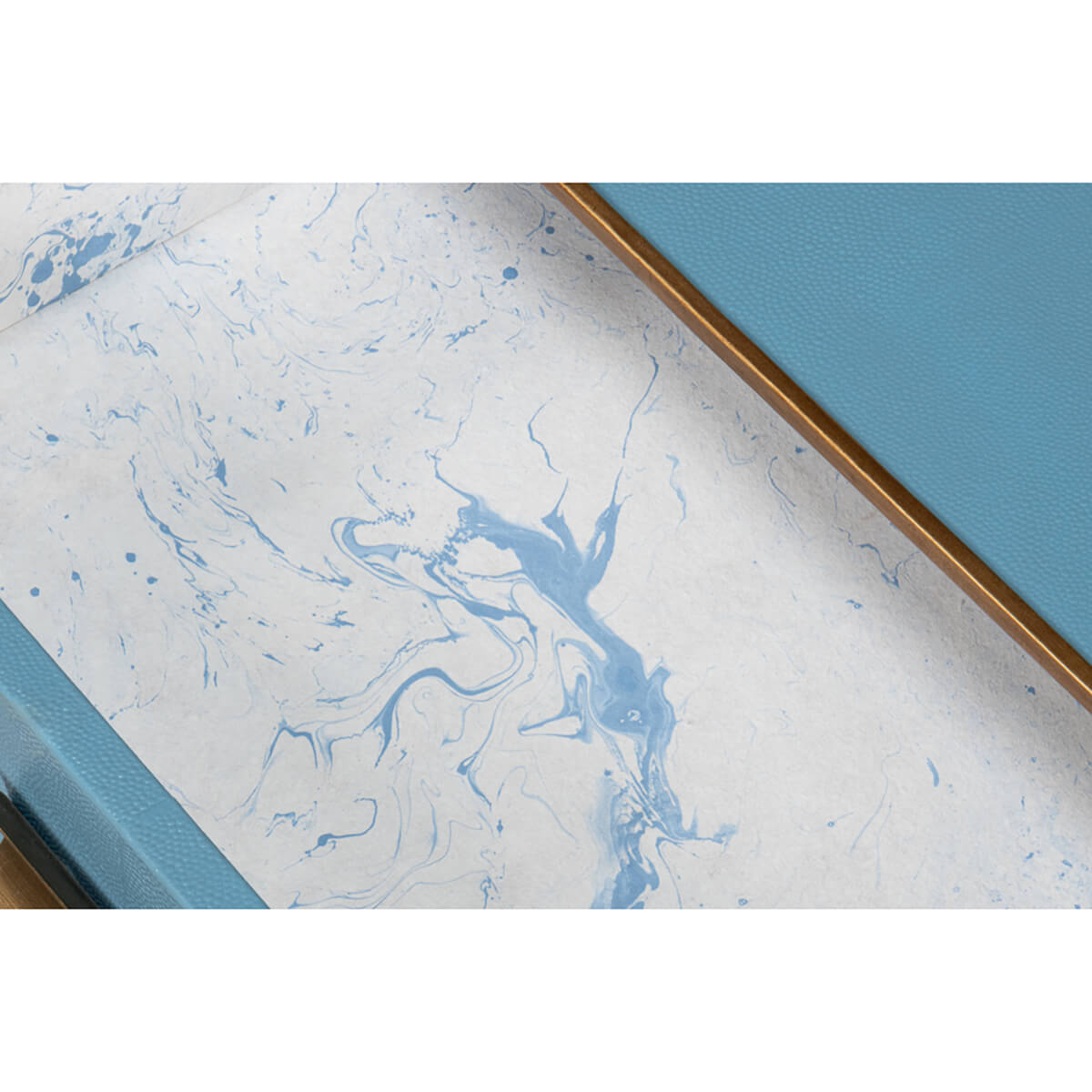 Art Deco Leather Coffee Table in Chambray Blue - English Georgian America