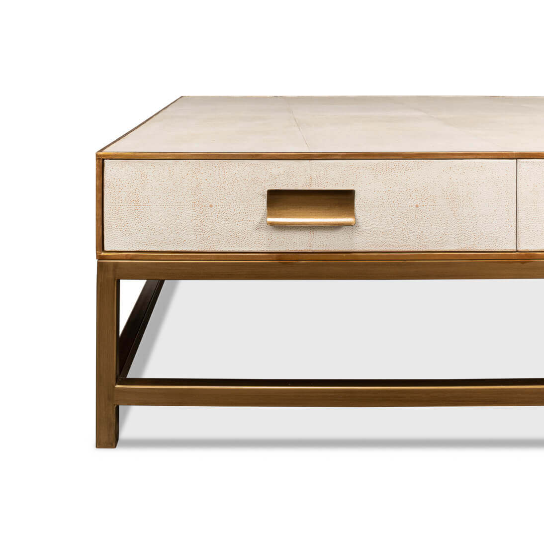 Art Deco Leather Coffee Table in Osprey White - English Georgian America