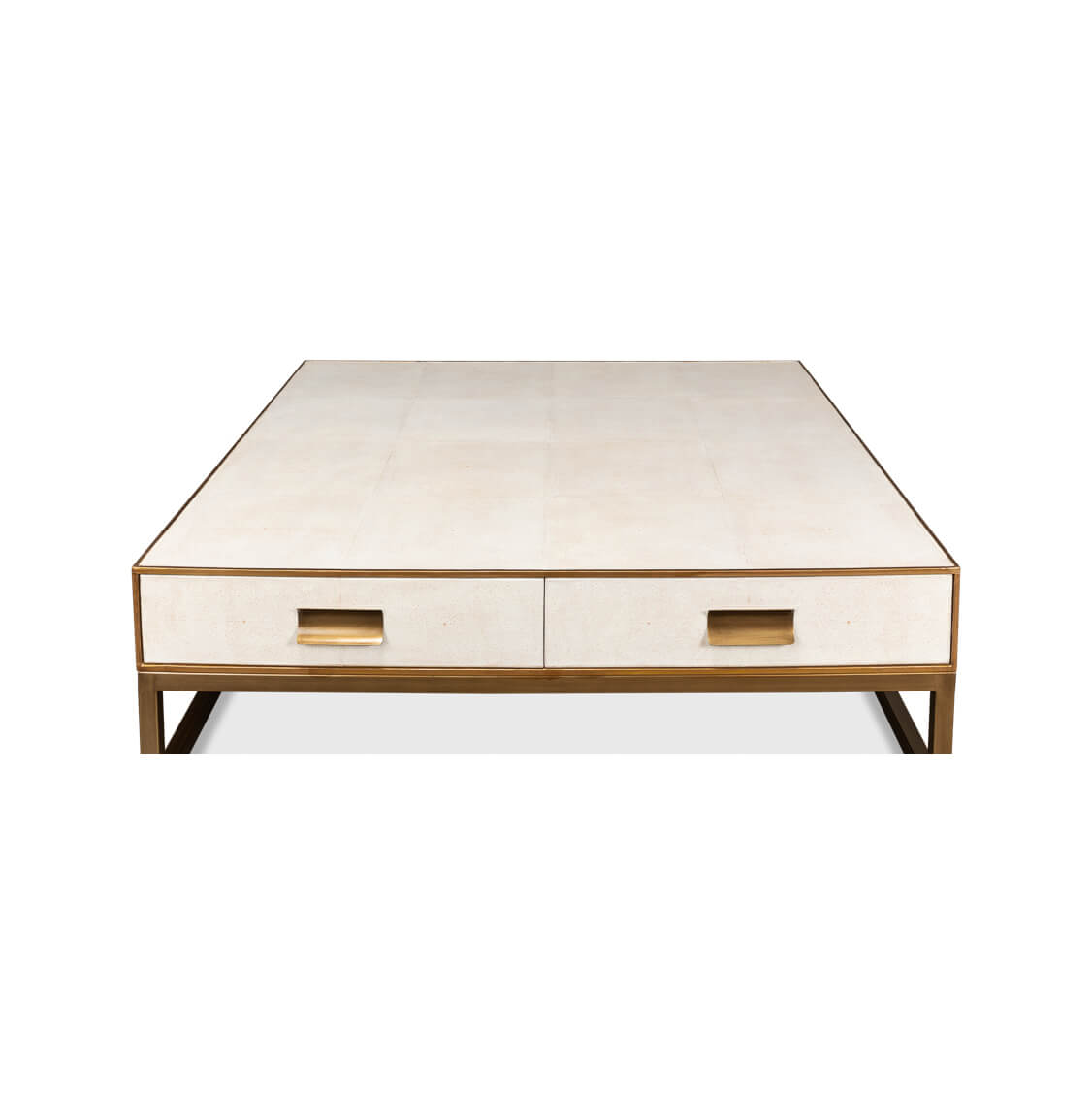 Art Deco Leather Coffee Table in Osprey White - English Georgian America