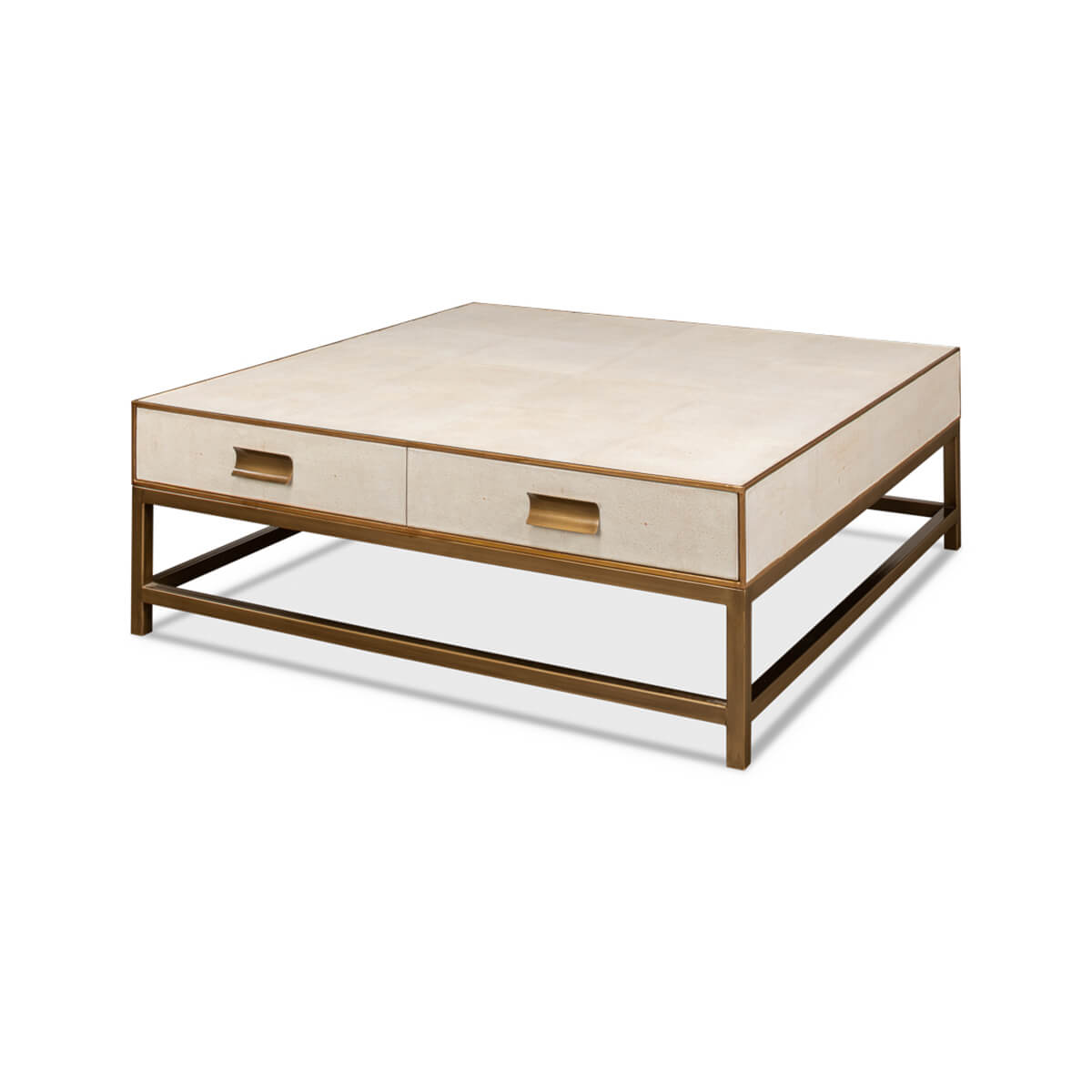 Art Deco Leather Coffee Table in Osprey White - English Georgian America