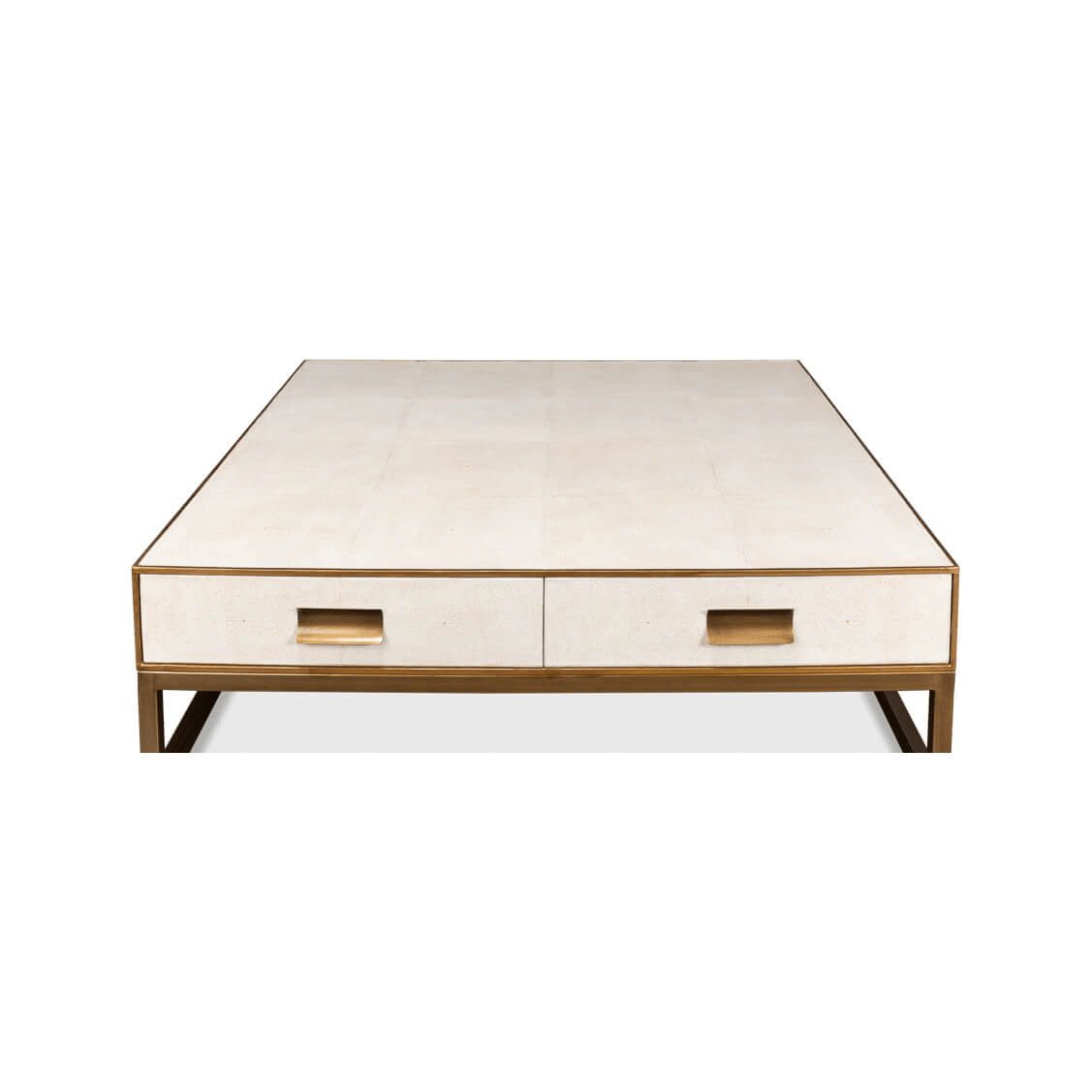 Art Deco Leather Coffee Table in Osprey White - English Georgian America