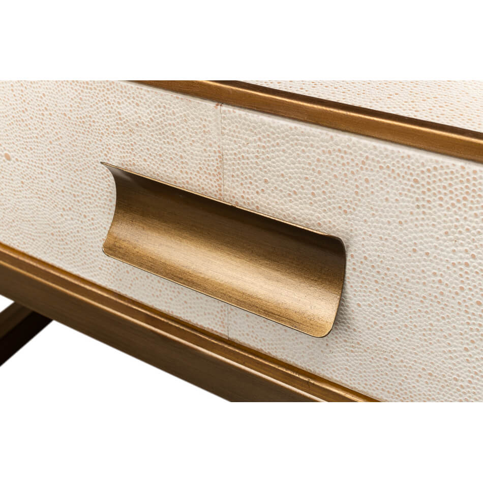 Art Deco Leather Coffee Table in Osprey White - English Georgian America