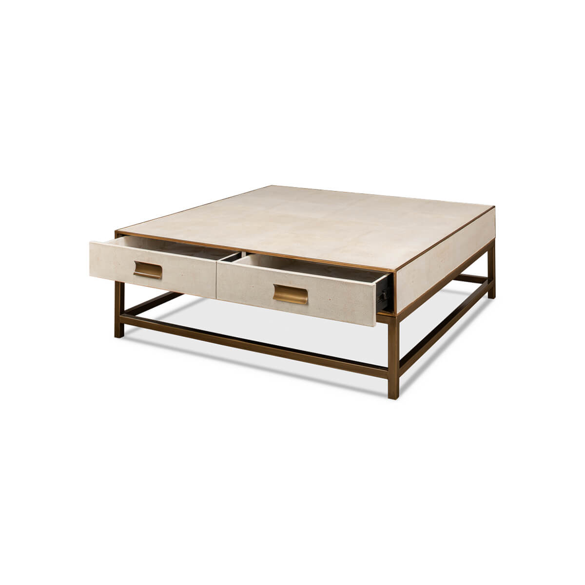 Art Deco Leather Coffee Table in Osprey White - English Georgian America