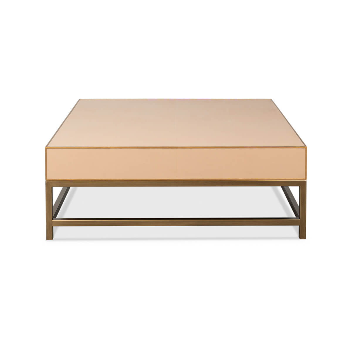 Art Deco Leather Coffee Table in Tan - English Georgian America