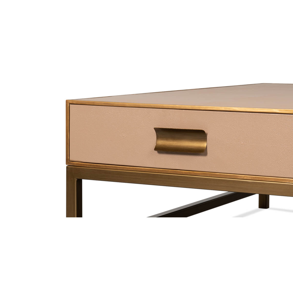 Art Deco Leather Coffee Table in Tan - English Georgian America