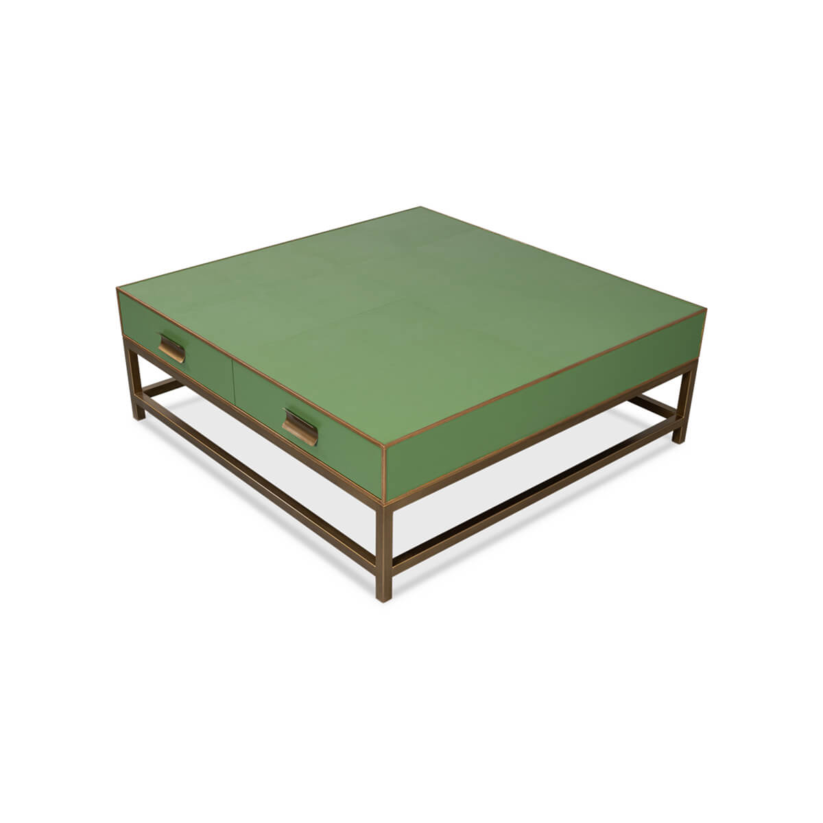 Art Deco Leather Coffee Table in Watercress Green - English Georgian America