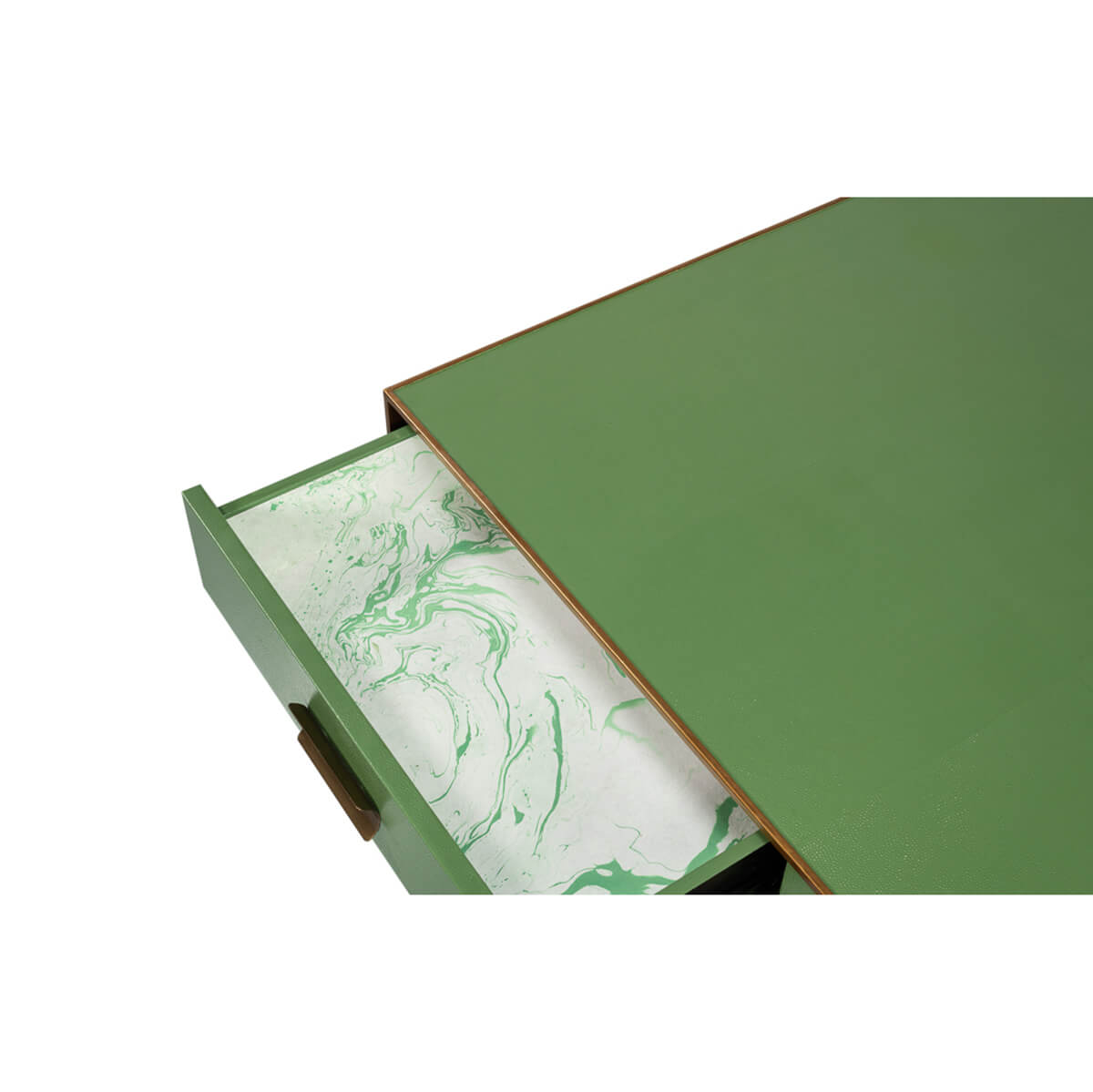 Art Deco Leather Coffee Table in Watercress Green - English Georgian America