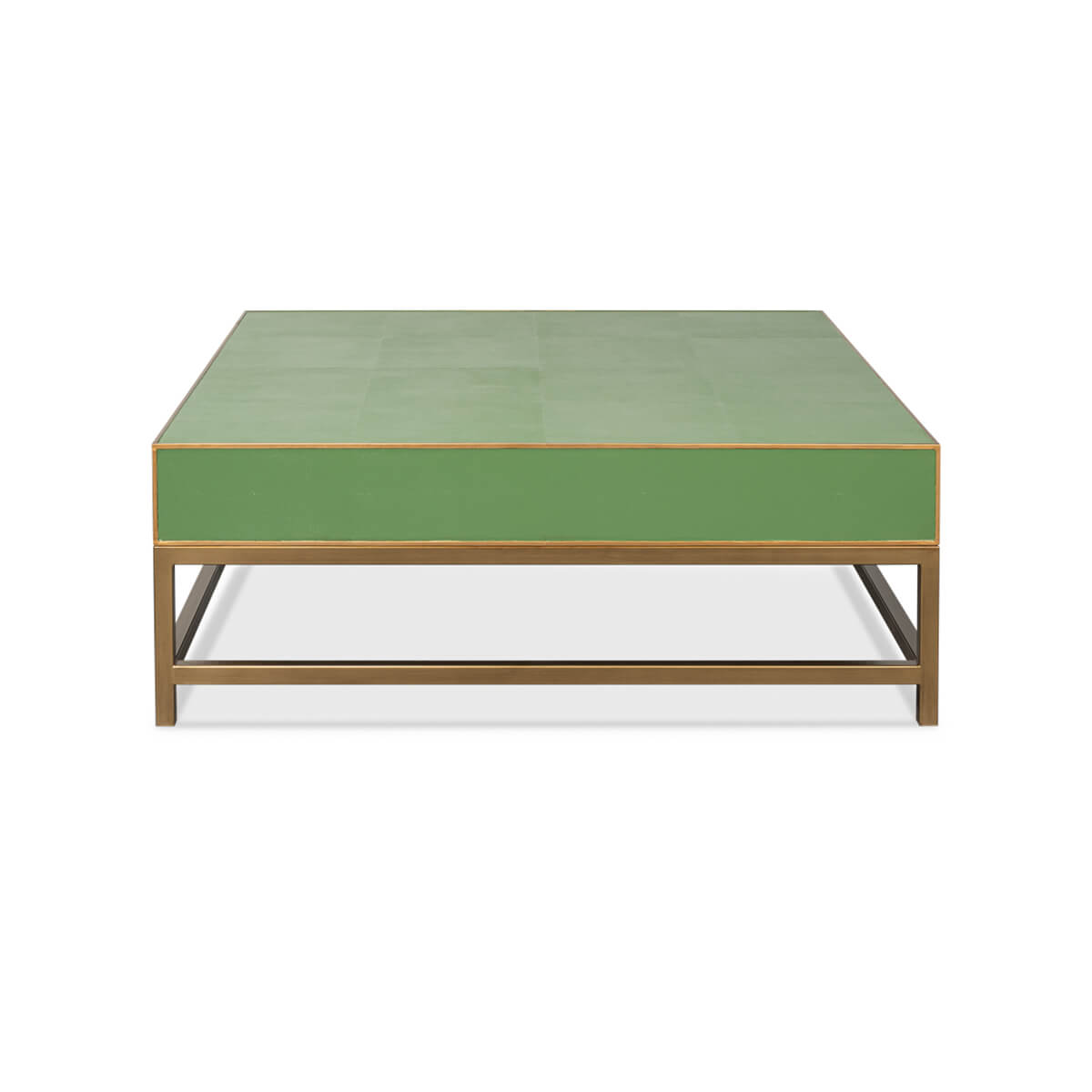 Art Deco Leather Coffee Table in Watercress Green - English Georgian America