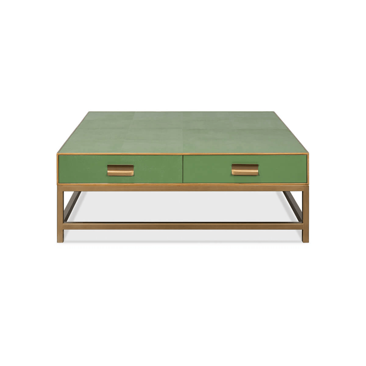 Art Deco Leather Coffee Table in Watercress Green - English Georgian America