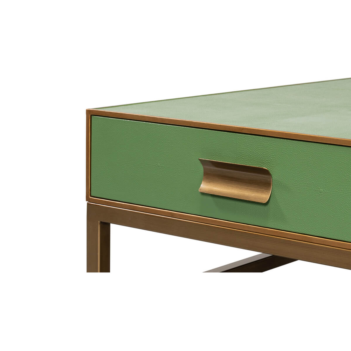 Art Deco Leather Coffee Table in Watercress Green - English Georgian America