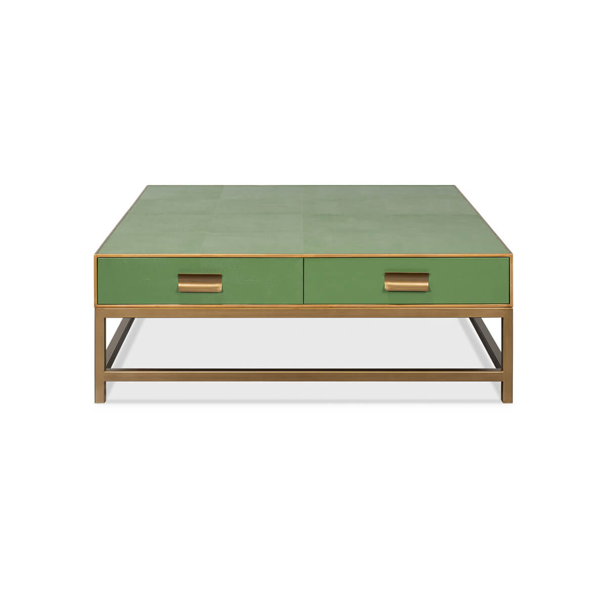Art Deco Leather Coffee Table in Watercress Green - English Georgian America