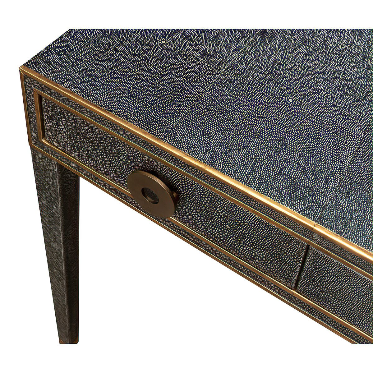 Art Deco Leather Desk - Dark Grey - English Georgian America
