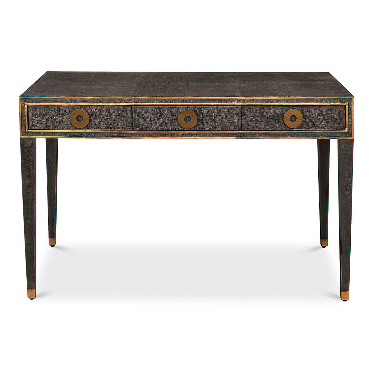Art Deco Leather Desk - Dark Grey - English Georgian America