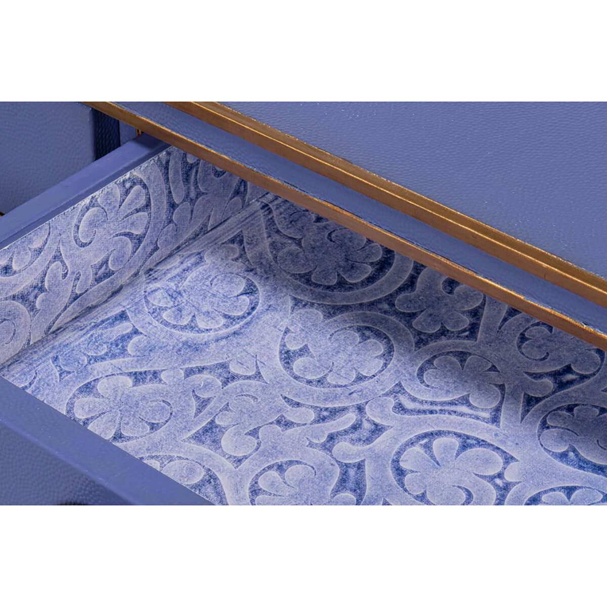 Art Deco Leather Desk In Marlin Blue - English Georgian America