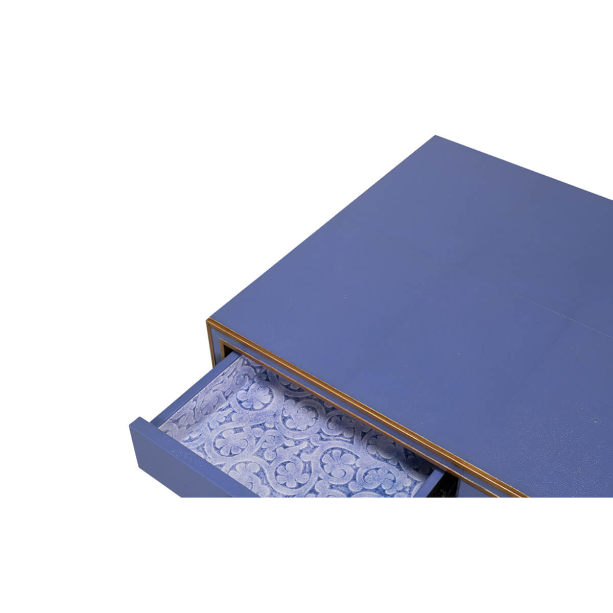 Art Deco Leather Desk In Marlin Blue - English Georgian America