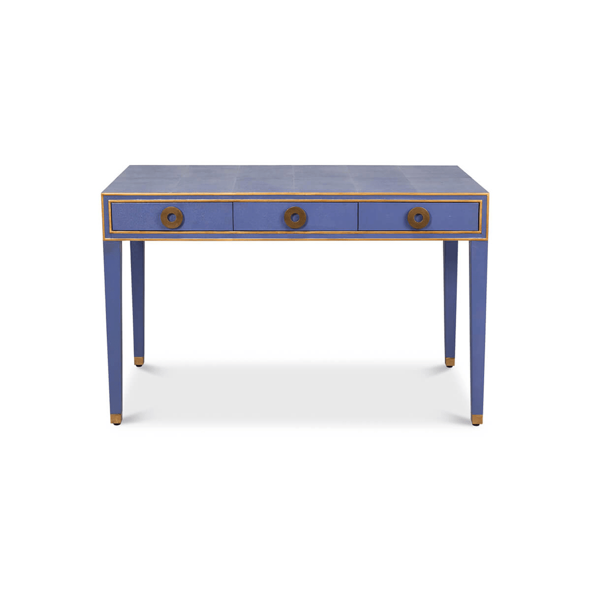 Art Deco Leather Desk In Marlin Blue - English Georgian America