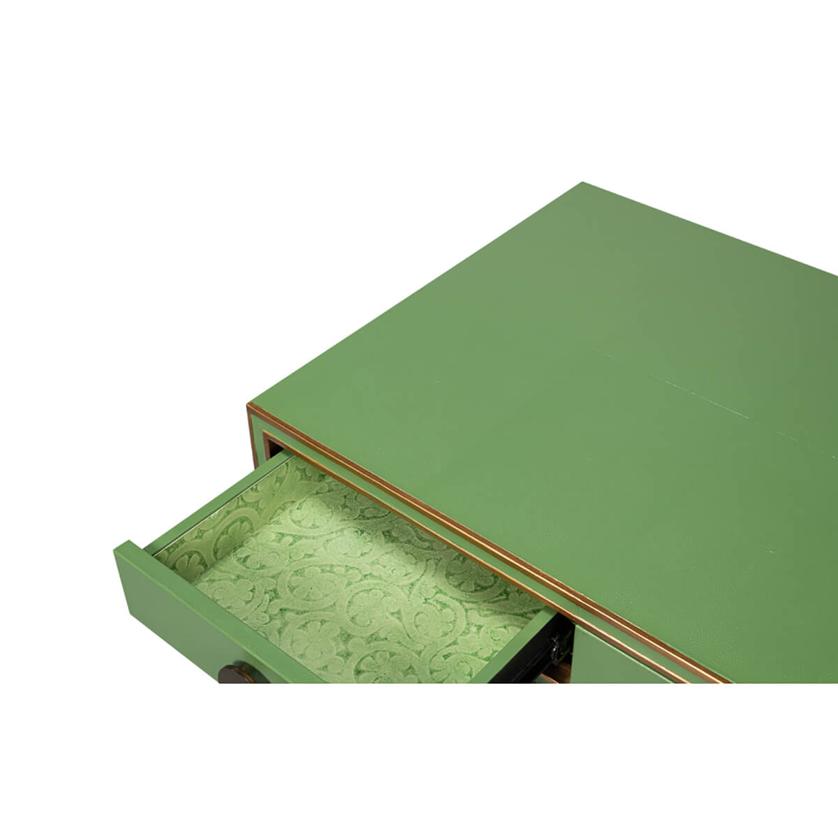 Art Deco Leather Desk In Watercress Green - English Georgian America