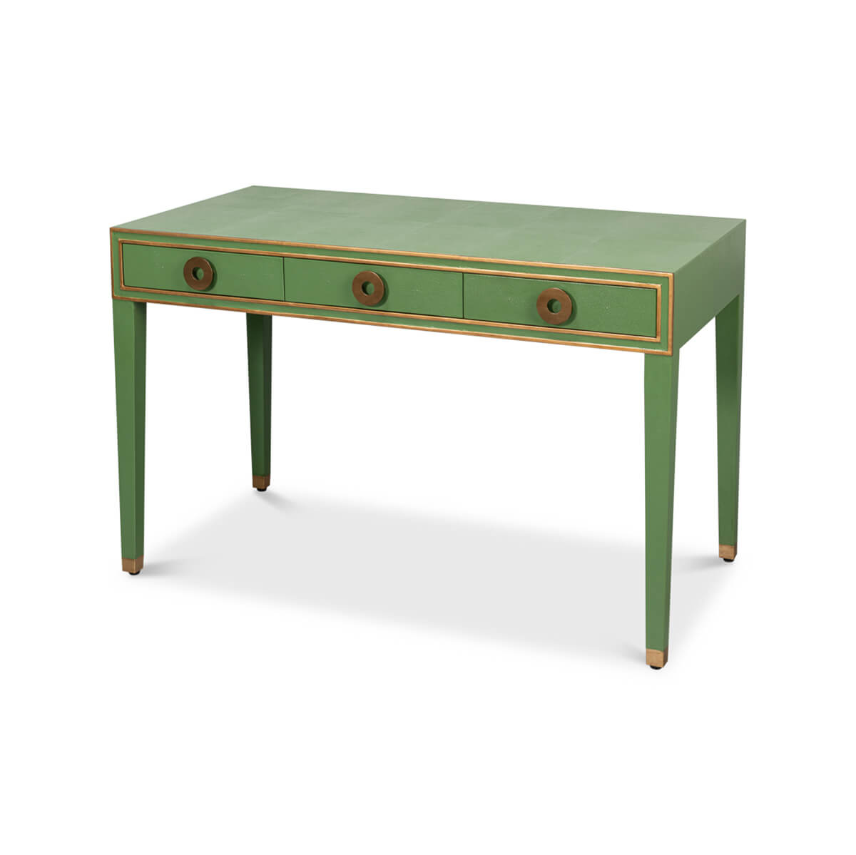 Art Deco Leather Desk In Watercress Green - English Georgian America