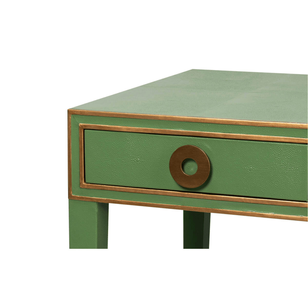 Art Deco Leather Desk In Watercress Green - English Georgian America