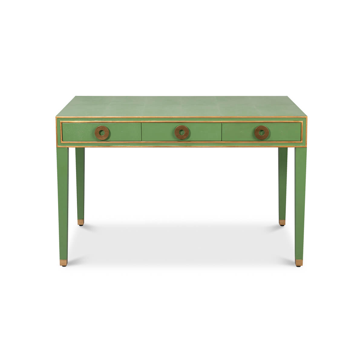 Art Deco Leather Desk In Watercress Green - English Georgian America