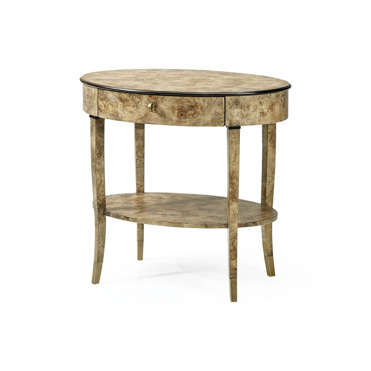 Art Deco Oval Burl Nightstand - English Georgian America