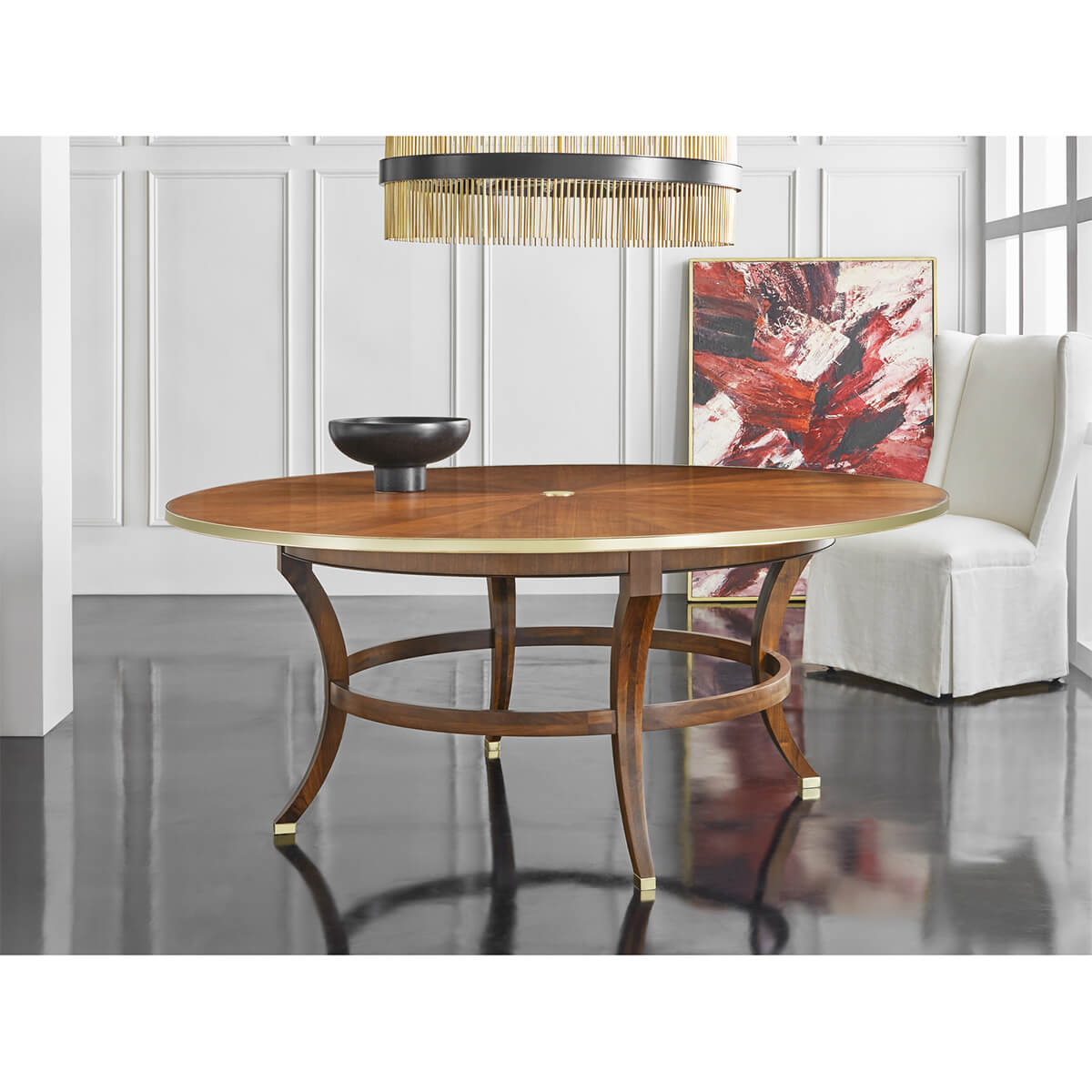 Art Deco Round Dining Table - Walnut - English Georgian America