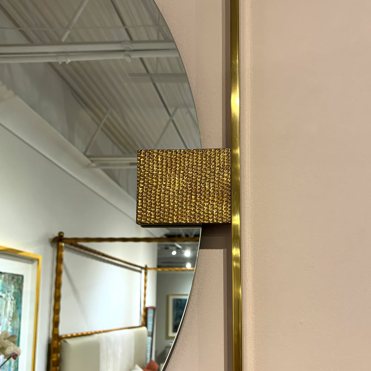 Art Deco Square Brass Mirror - English Georgian America