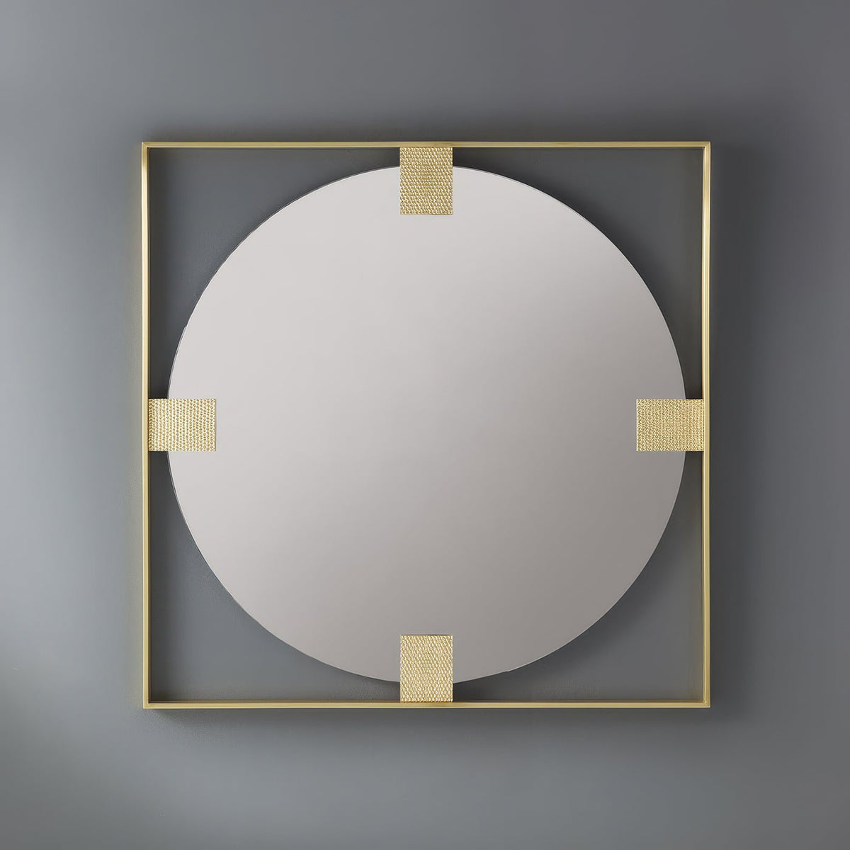 Art Deco Square Brass Mirror - English Georgian America
