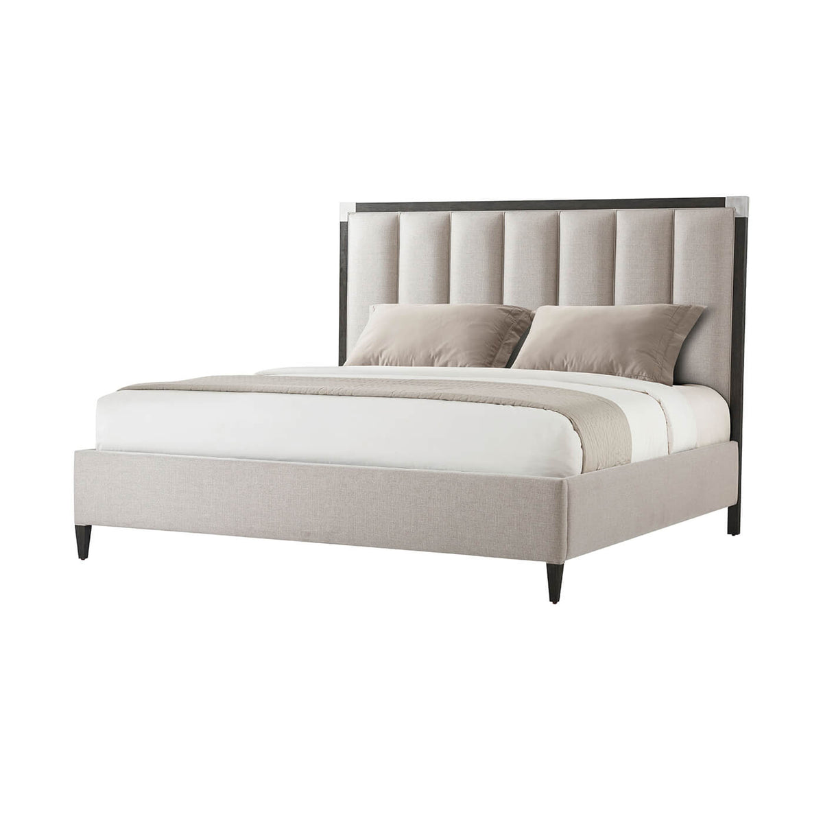 Art Deco Style King Size Bed - Nickel - English Georgian America