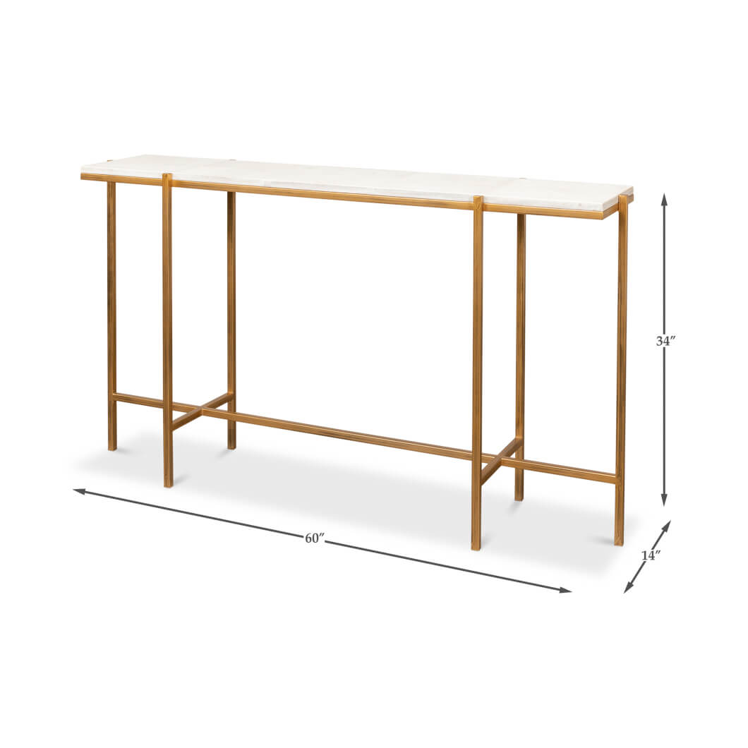 Art Deco Style Leather Top Console - English Georgian America