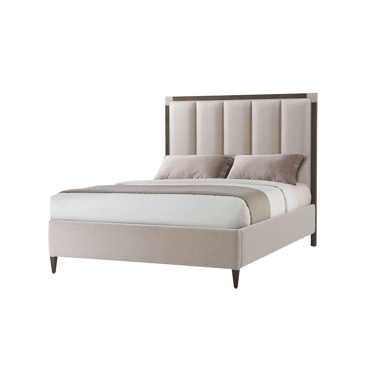 Art Deco Style Queen Size Bed - Nickel - English Georgian America