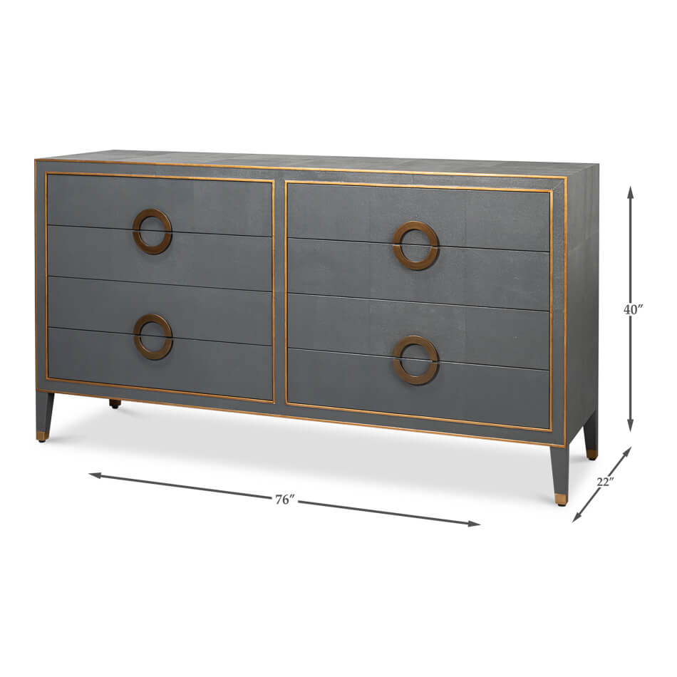 Art Deco Style Shagreen Dresser in Pewter Grey - English Georgian America