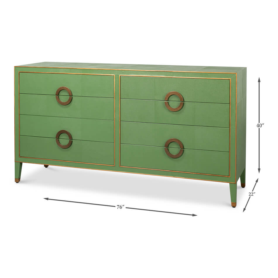 Art Deco Style Shagreen Dresser in Watercress Green - English Georgian America
