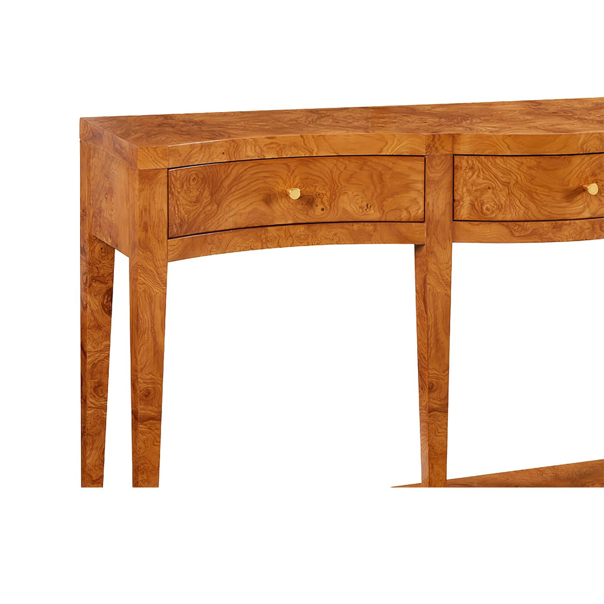 Ash Burl Curved Console Table - English Georgian America