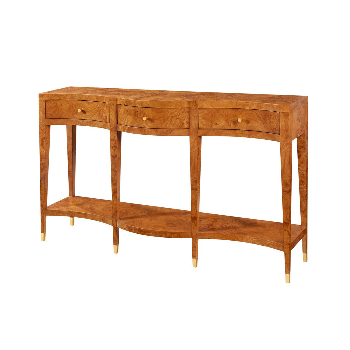 Ash Burl Curved Console Table - English Georgian America