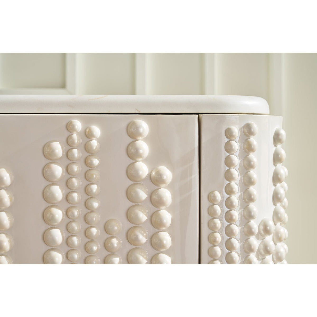 Beaded Hollywood Regency Two Door Cabinet - English Georgian America