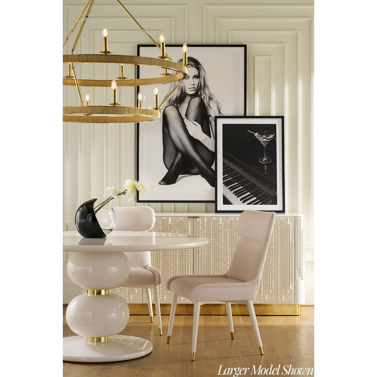 Beaded Hollywood Regency Two Door Cabinet - English Georgian America