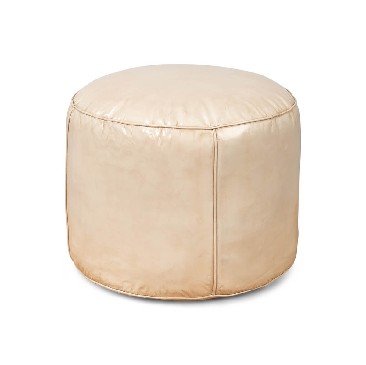 Beige Round Leather Stool - English Georgian America