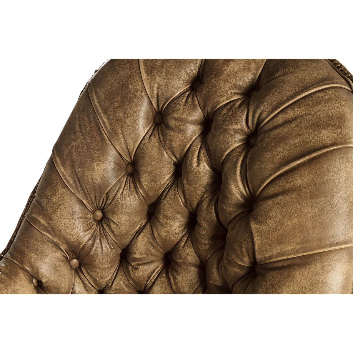 Beige Tufted Leather Chair - English Georgian America