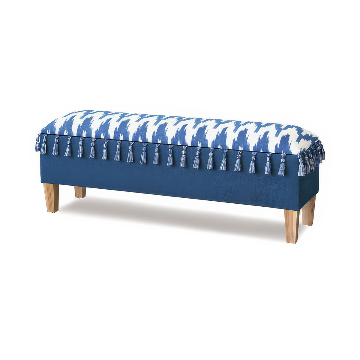 Coastal Blue Upholstered Storage Bench