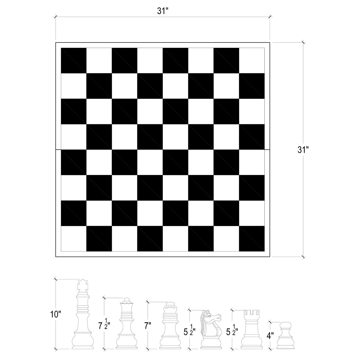 Black and White Chess Board - English Georgian America