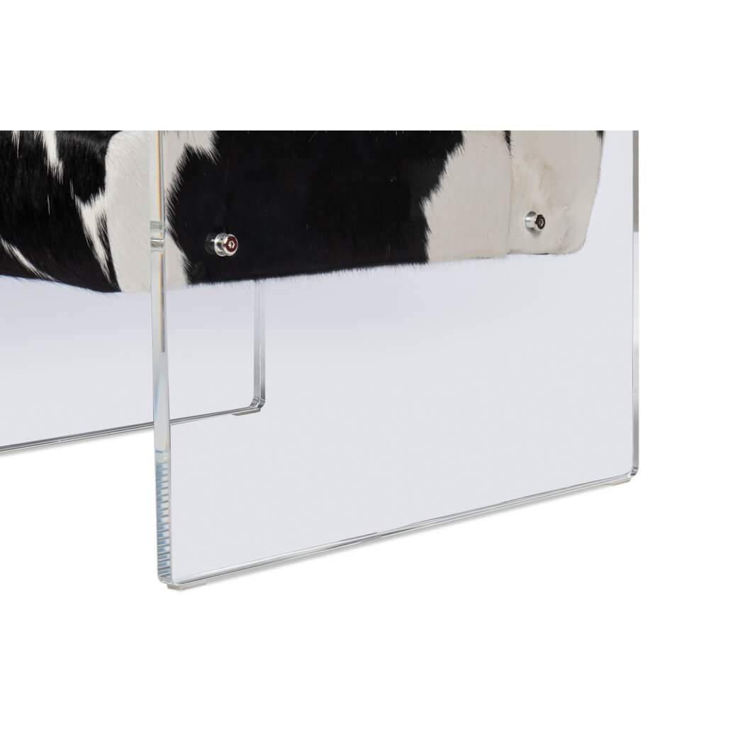 Black and White Cowhide and Lucite Armchair - English Georgian America