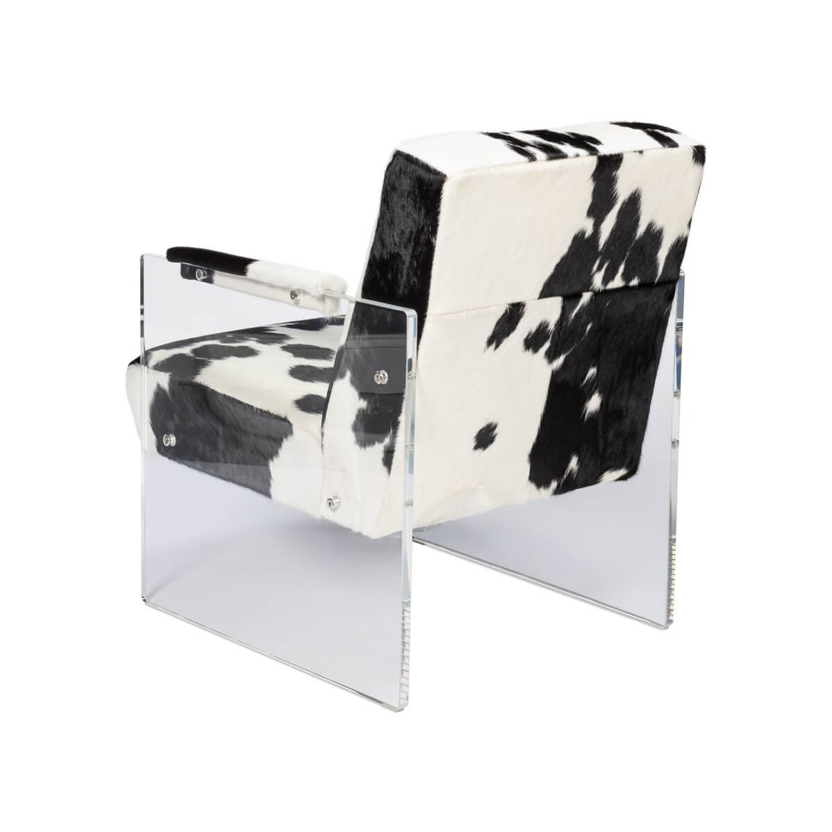 Black and White Cowhide and Lucite Armchair - English Georgian America