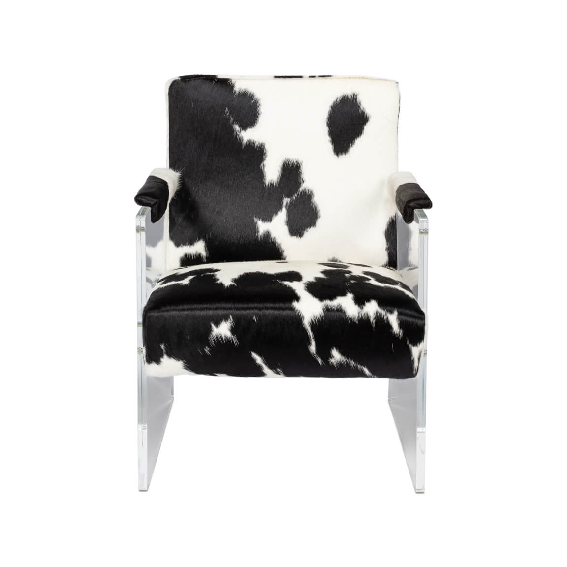 Black and White Cowhide and Lucite Armchair - English Georgian America