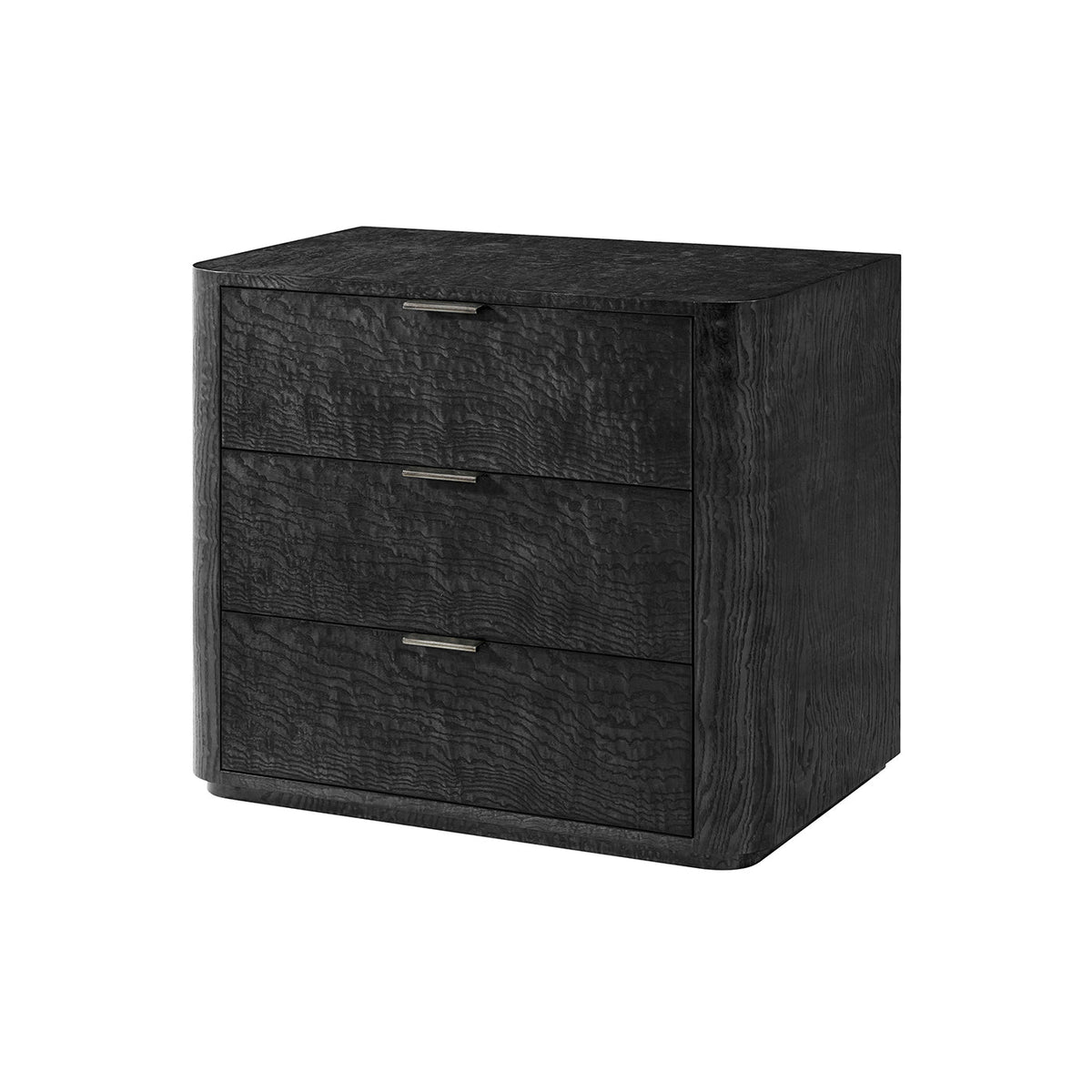 Black Art Deco 3 Drawer Nightstand - English Georgian America