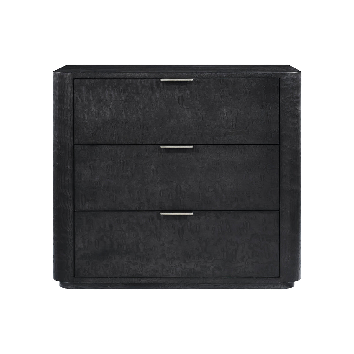 Black Art Deco 3 Drawer Nightstand - English Georgian America